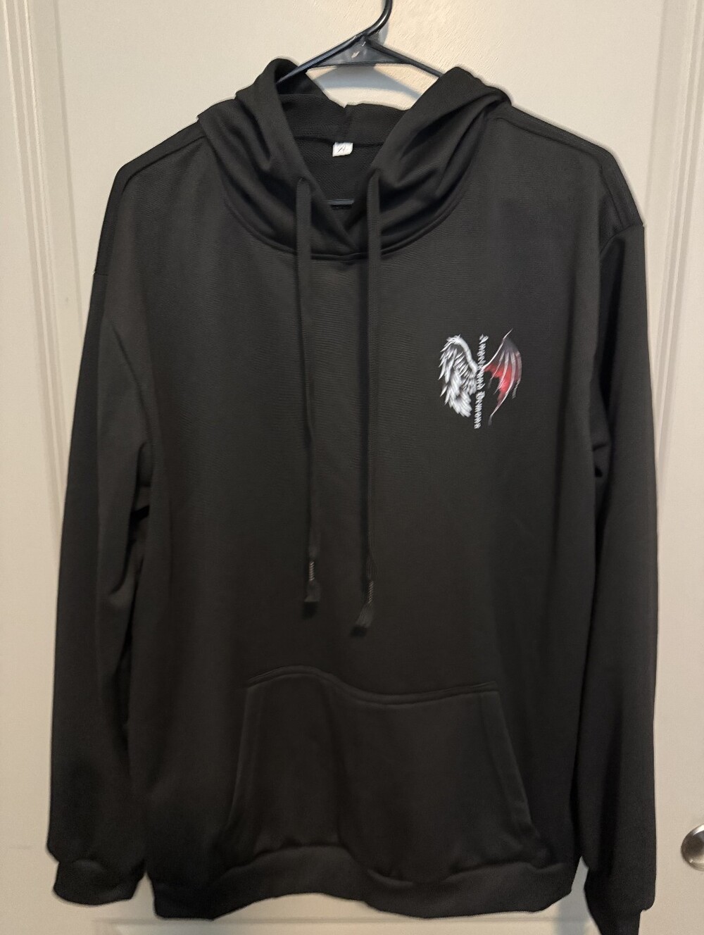 Angel and Demons Wing Graphic Black Hoodie